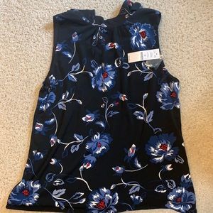 White House Black Market SL Tie Print Top